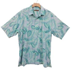 Tori Richard Shirt Mens XL Green Blue Short Sleeve Silky Soft Hawaiian Print